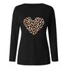 Women Casual Long Sleeve  Leopard Print Heart-shaped Top