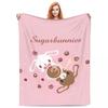 Cute Cartoon Bunny Print Flannel Throw Blanket – Super Warm Soft Plush Quilt for Sofa, Bedroom or Travel, Lightweight Fleece