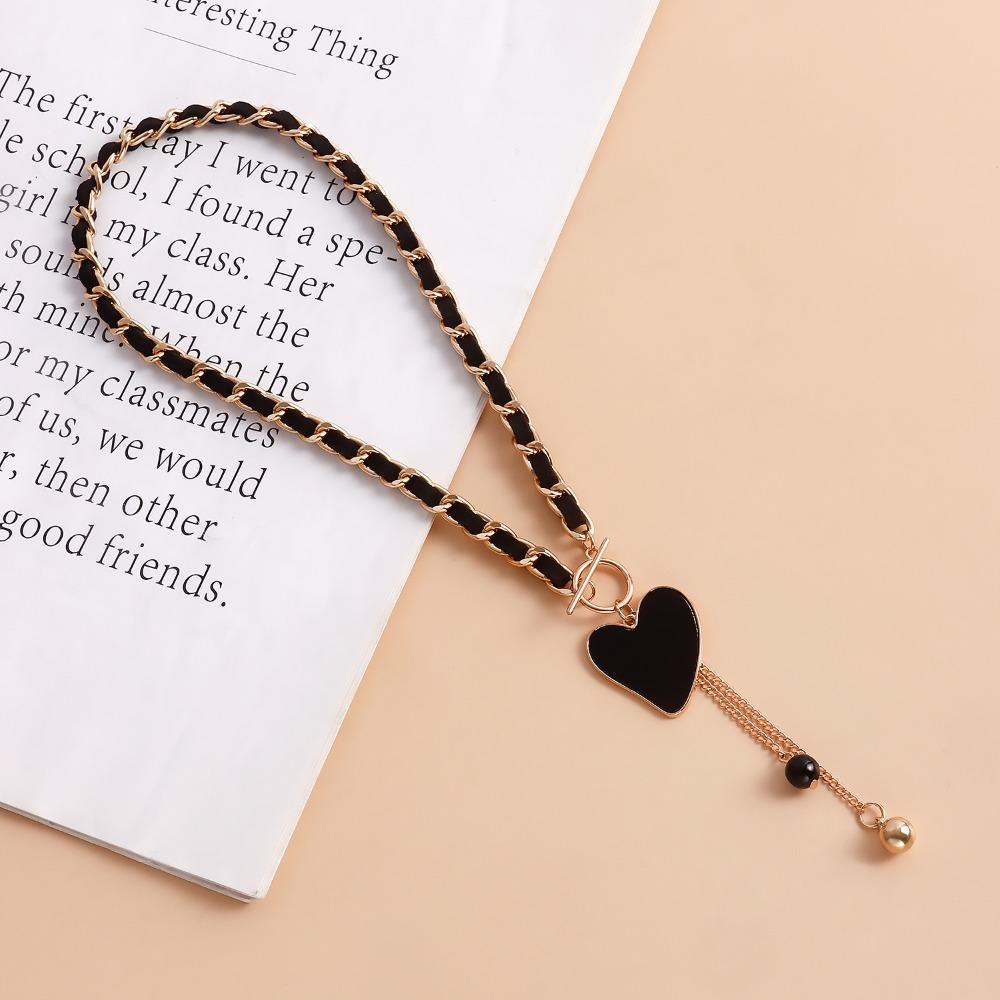 Ожерелье с рябчиками из цинкового сплава и сердца, черная звезда, ожерелье с кисточками, шикарная цепочка на ключицы, подарки