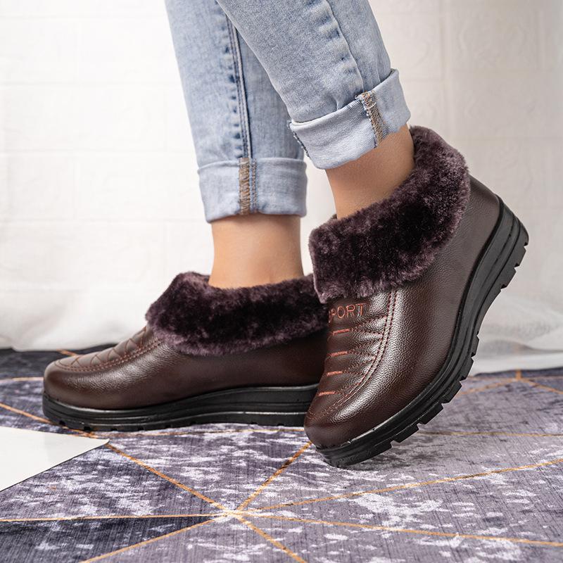 Зимние теплые женские туфли с низким верхом и ворсом, утолщенные, хлопковые сапоги
