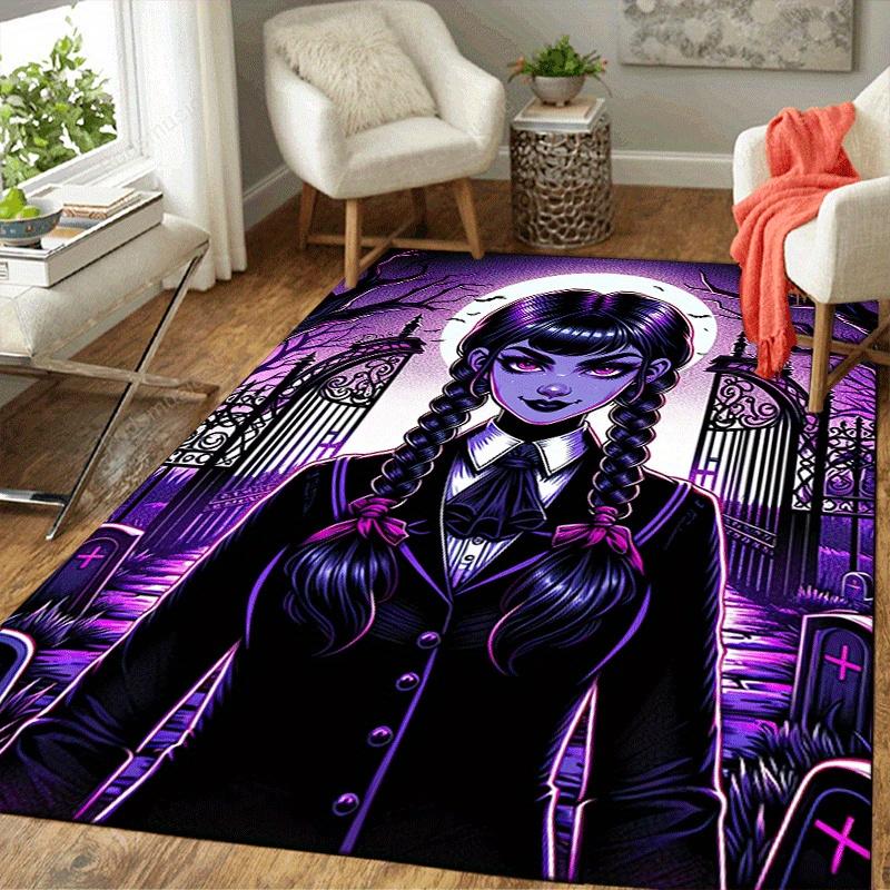 1pc Wednesday Pattern Area Rug, Anti slip Non Shedding Stain Resistant Carpet