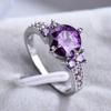 Trendy Round Purple Zirconia Finger Ring Femal Engagement Jewelry Charming Wedding Bands Fashion Silver Color Accessories