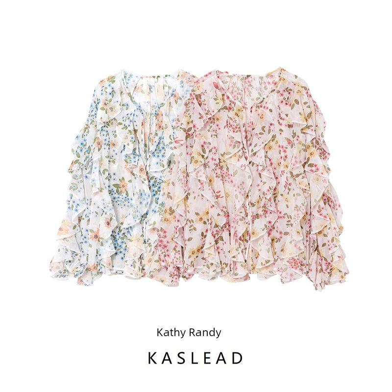 Kaslead New Arrival Women's Fashion Style Stylish Simple and Versatile Casual Laminated Decoration Long Sleeves Shirt