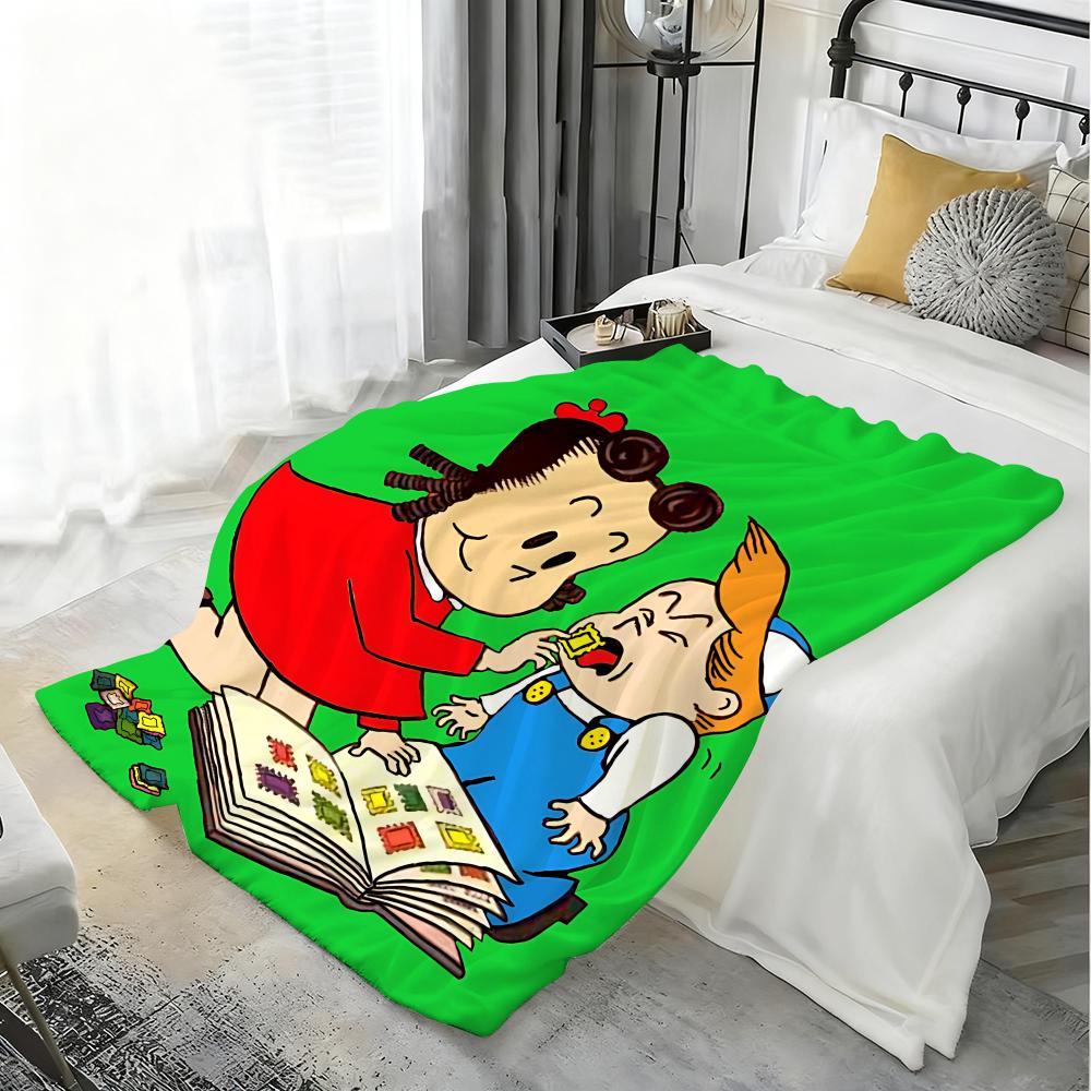 Cartoon T-The Little Lulu Show Throw Lightweight 240g Flannel Blanket Soft Skin-friendly for Summer Cooling
