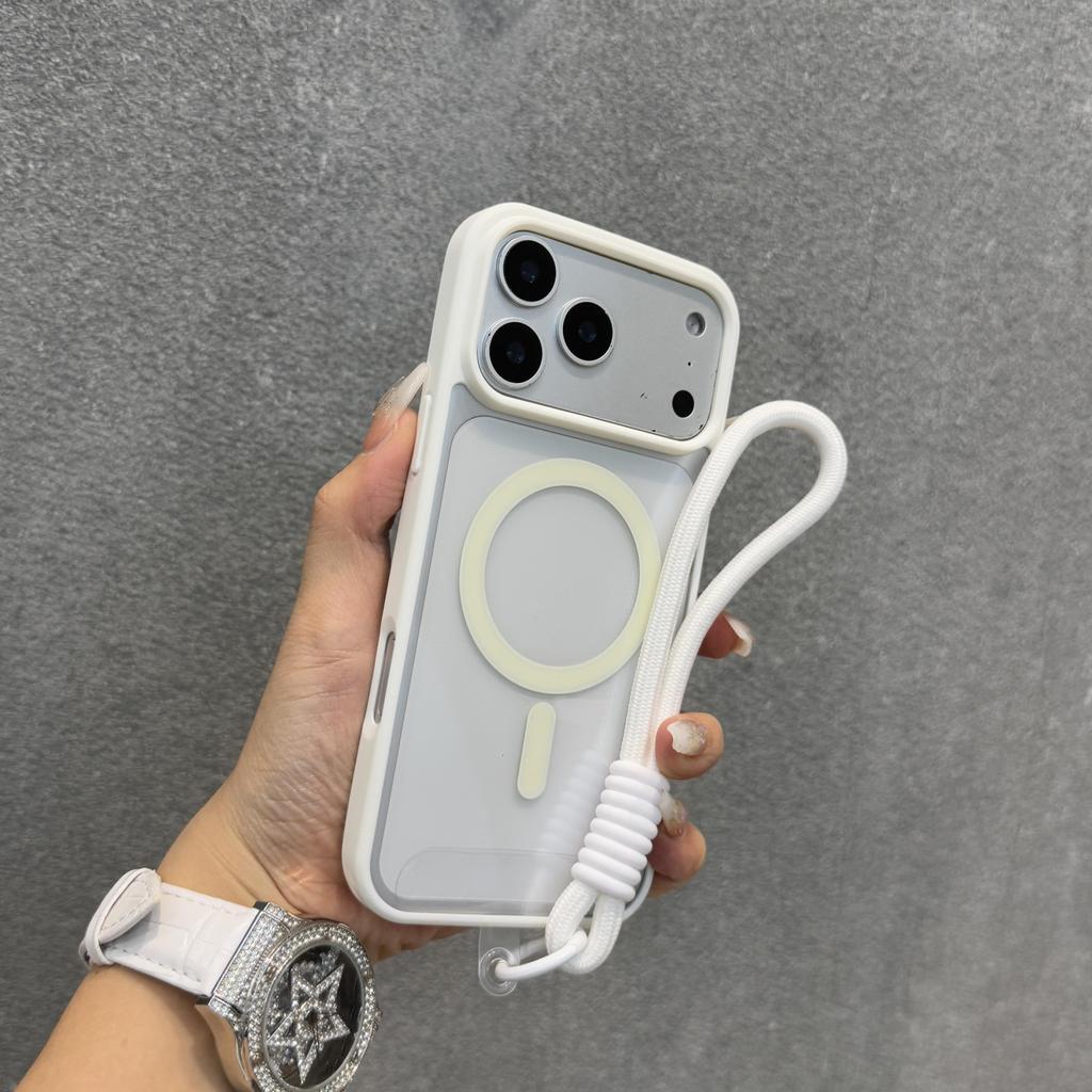 Роскошный прозрачный противоударный чехол для телефона с ремешком для Iphone 17 16 15 14 13 Pro Max Магнитная беспроводная зарядка Защитная крышка