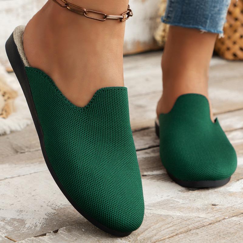 Женские полутапочки с острым носком, осенние новые женские повседневные прогулочные туфли без шнуровки на плоской подошве, женская легкая нескользящая повседневная обувь