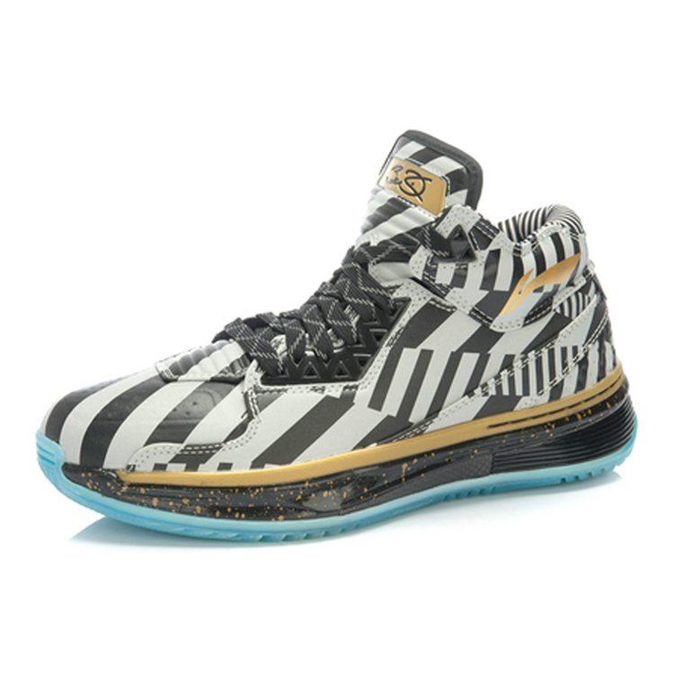 Li Ning WOW 2 Нескользящие износостойкие кроссовки для баскетбола средней высоты Мужские Черный Серебряный Золотой ABAH017-1G