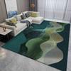 Художественный ковер большого размера на геометрическую тему, противоскользящий коврик для пола с изумрудно-зеленым изогнутым узором для украшения ковра в гостиной