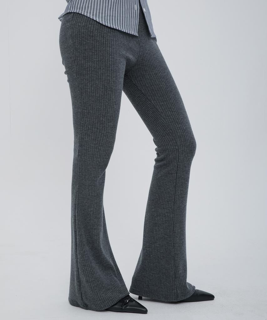 CHICKS Ribbed Bootcut Pants Charcoal