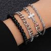 4Pcs Elegant Beaded Wrist Chain Jewelry Crosses Bead Bracelets Set Stylish Wrist Chain Jewelry For Modern Women
