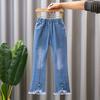 Girls' Pants Spring and Autumn Loose Straight-leg Autumn Trousers Fashionable Western Style Big Children's Wide-leg Pants Autumn Children's Jeans
