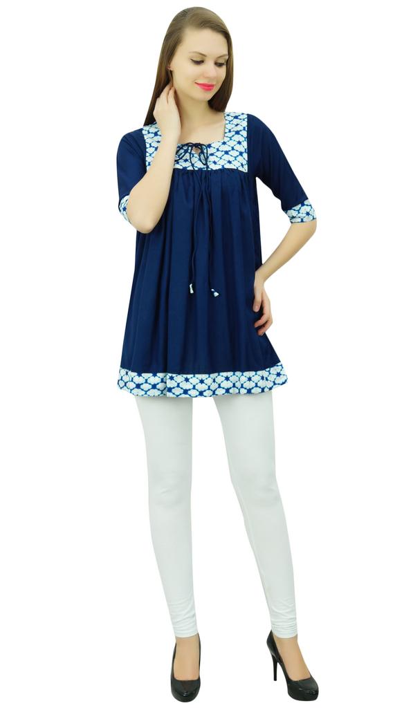 Bimba Женская повседневная туника свободного покроя в этническом стиле с короткими рукавами 3 и 4, топ Kurti