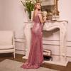 2025 новое розовое платье с пайетками, сверкающее платье из бисера, женское вечернее платье высокого класса