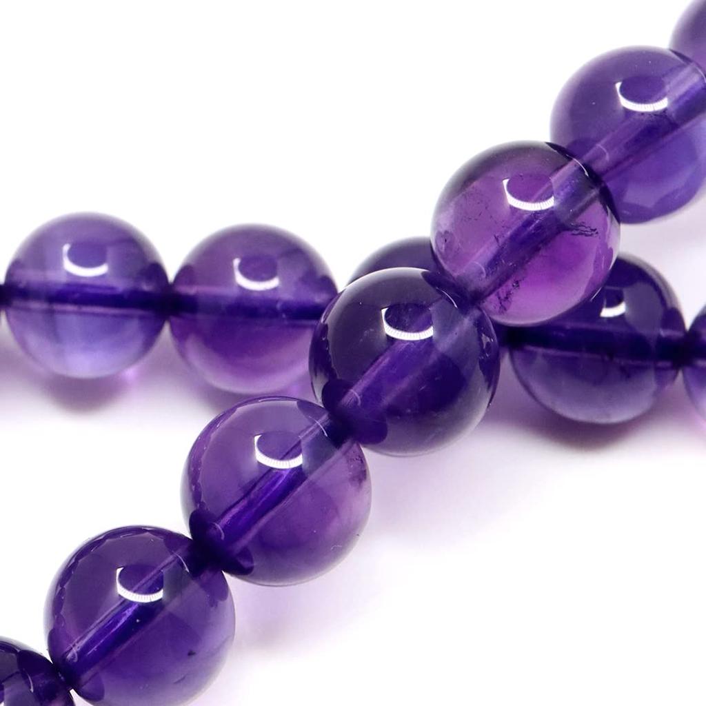 [GOLD STONE] Natural Stone Bracelet with Power Stone Amethyst, February Birthstone, 7mm, Deep Purple Amethyst from Uruguay