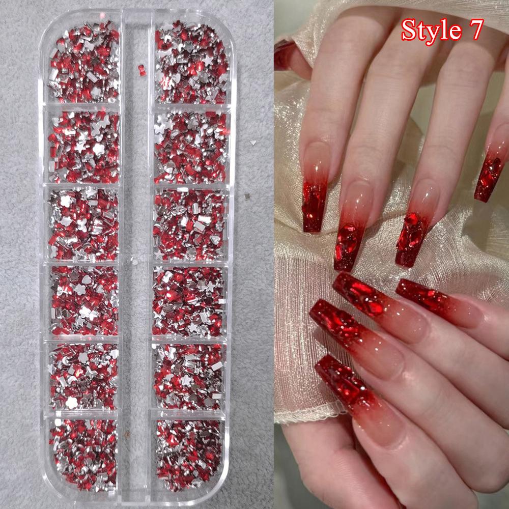 Mix 3D Nail Rhinestones 12 Grids Crystal Diamonds For Nail Art Mini Glitter Diamonds Decorative DIY Nail Art Accessories