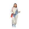 Women Two Piece Sets Tracksuit Autumn Jeans Splicing Hooded Top Sweatshirts Pocket Jogger Pants Suit Loose Female Office Lady