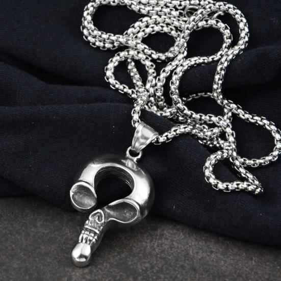 Ожерелье ювелирные изделия в стиле панк Винтаж серебряный цвет вопросительный знак череп кулон украшение на шею ювелирные изделия