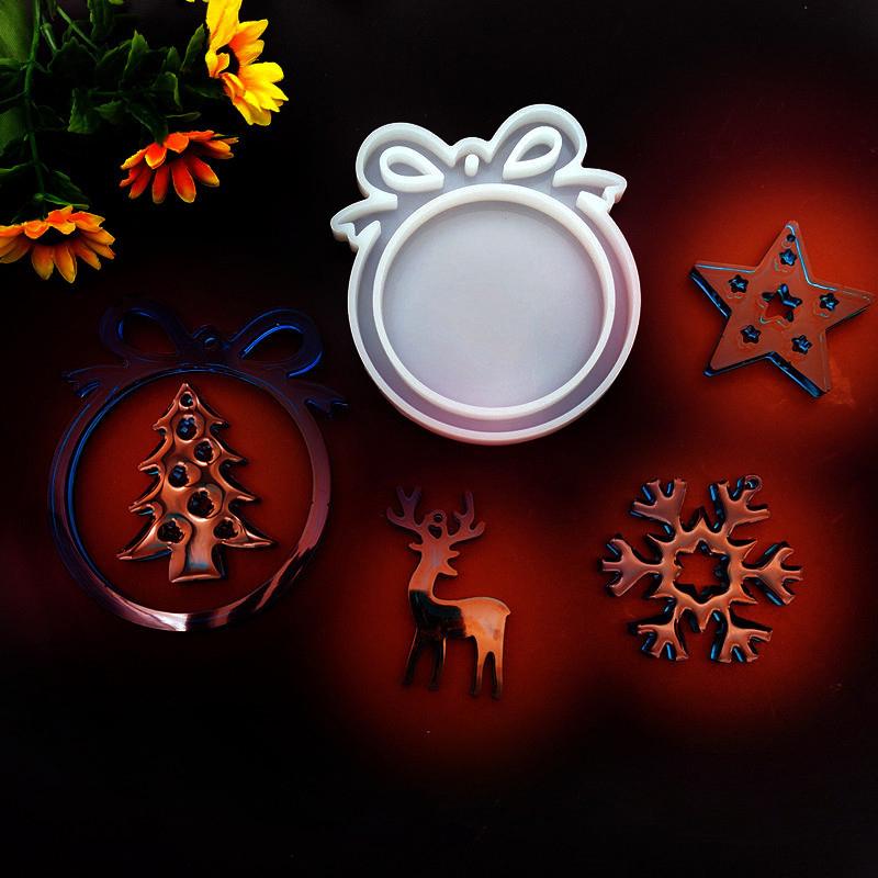 Рождественское украшение силиконовая форма для самостоятельной изготовления елочной подвески бант круг снежинка домик лося гипсовая форма подарок ручной работы