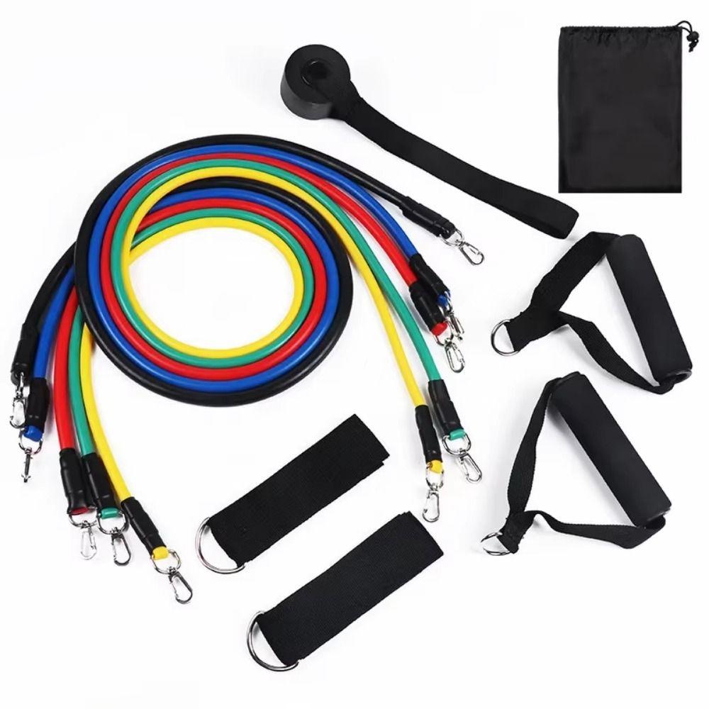 11Pcs/Set Anti-Break TPE Tension Rope Set Durable Pull Rope Set Resistance Band Set  Home Workout