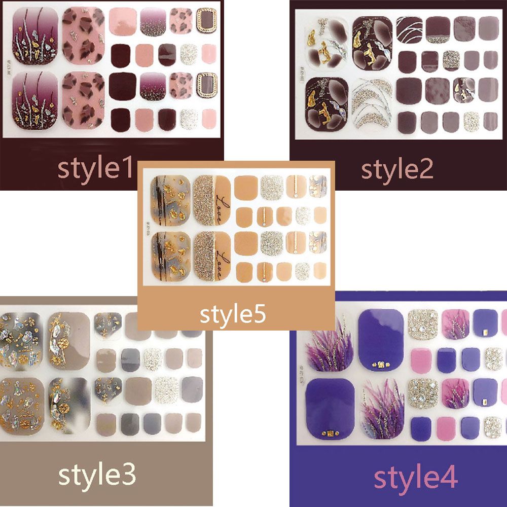 Водонепроницаемые самоклеящиеся наклейки для маникюра с полным покрытием, украшения для ног в стиле Fresh Style, наклейки для ногтей на ногах