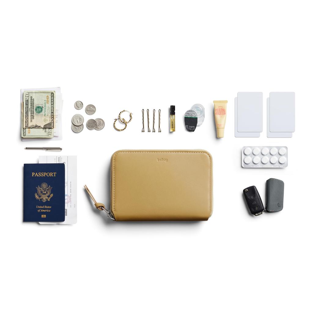 Кошелек-фолио Кожаный кошелек Двухсложный кошелек Компактная сумка-клатч Вмещает и мелкие предметы, используемые каждый день Горчичный [Bellroy] карты, купюры, монеты, -