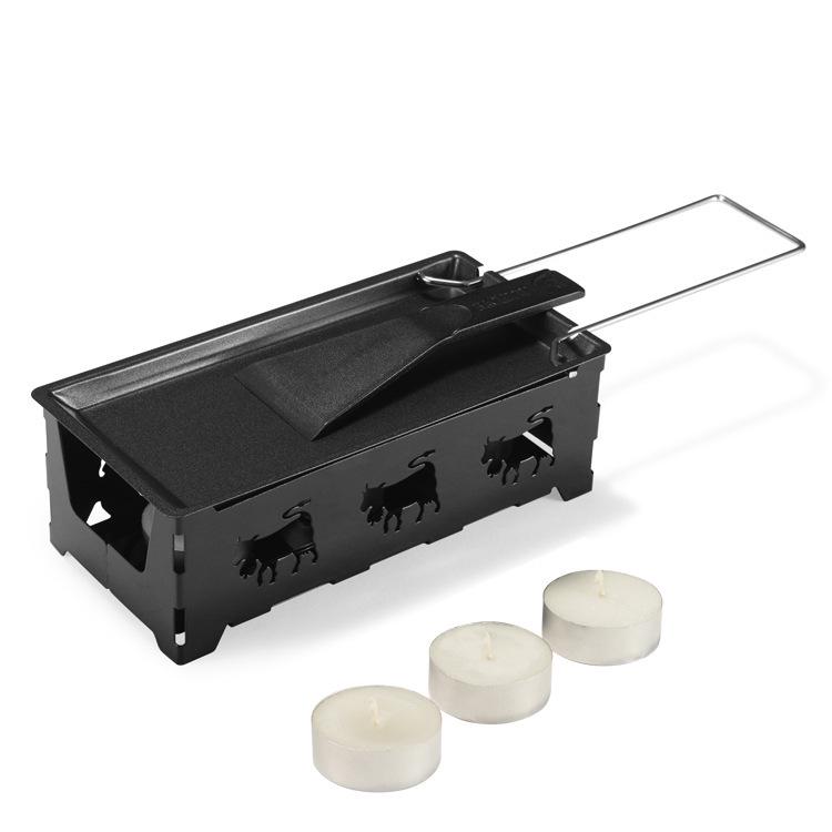 Swiss Cheese Fondue Set: Mini Non-Stick Baking Pan with Candle Holder