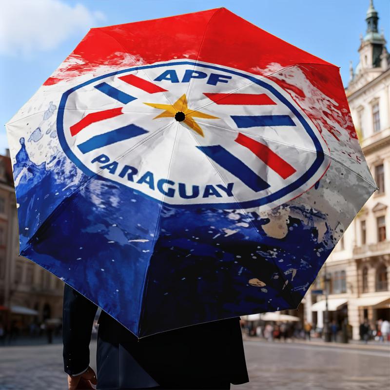 Paraguay Football Federation Emblem Umbrella Folding umbrella, automatic umbrella 8-Frame for Travel, camping Use Gift for Halloween Christmas