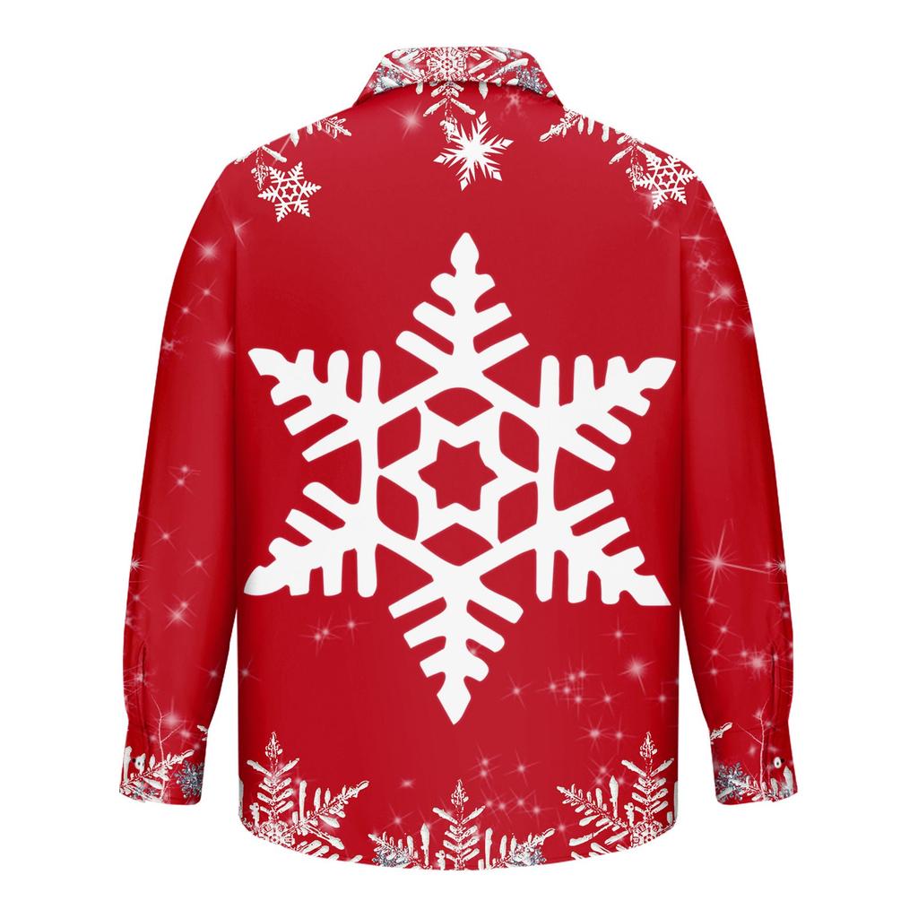 Men'S Christmas Casual Loose Fitting Long Sleeved Printed Shirt