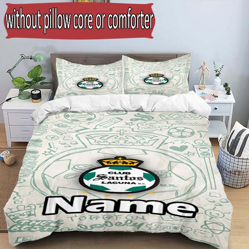 3pcs Duvet Cover Set (1*Duvet Cover + 2*Pillowcase, Without Core), Custom Name Club Santos Laguna Pattern Bedding Set, Home Bedroom Decor Gift