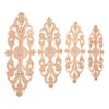 1PC 25/28/32/38cm Decorative Wood Appliques Unpainted Oak Carved Wave Flower Onlay Decal Corner Home Furniture Door Decor Crafts
