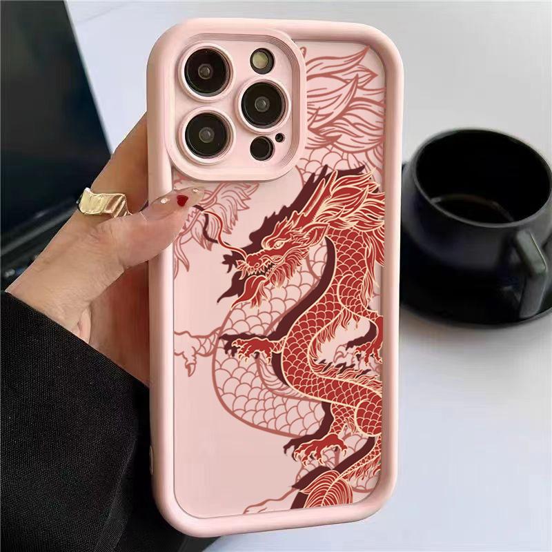 Чехол для телефона для iPhone 16 14 13 12 11 15 Pro Max Mini 16E 7 8 Plus XR X XS Max SE2 Роскошный Модный Восточный Дракон Мягкий Силиконовый Чехол