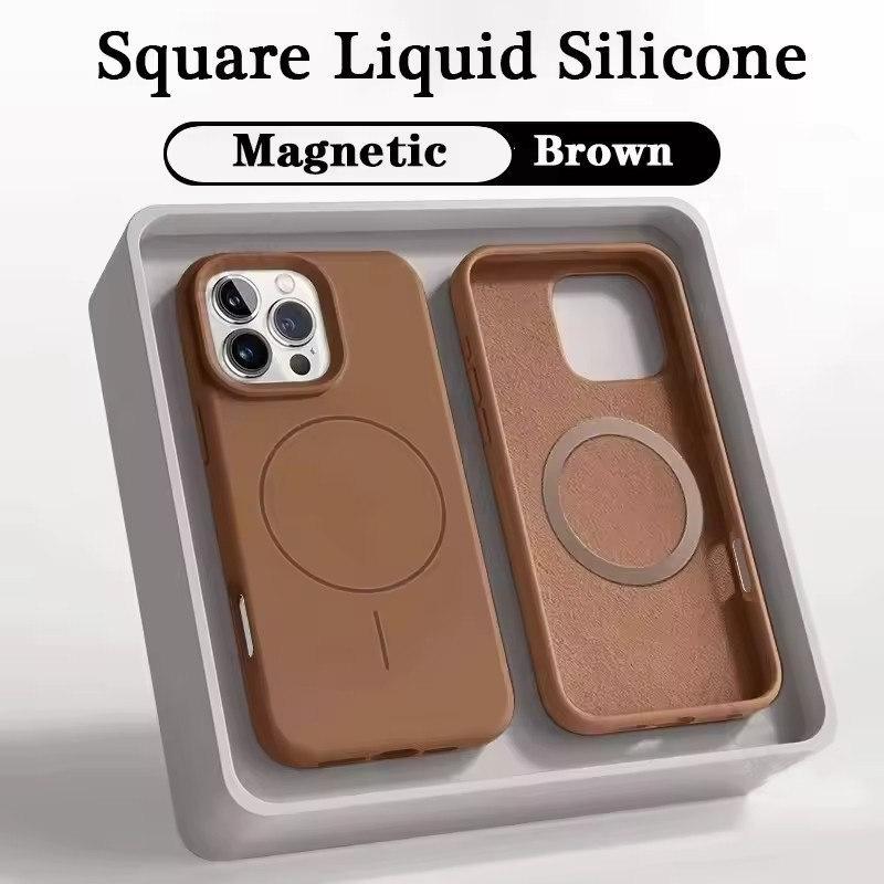 2025 Liquid Silicone Magnetic Case For iPhone 16 15 14 11 12 13 Pro Max Plus Wireless Charging Soft Cover