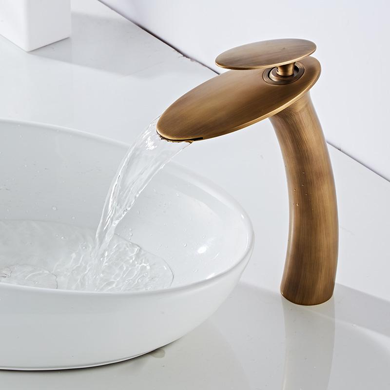 BAKALAWaterfall Wash Basin Brass High And Low Faucet Black Hot And Cold Toilet Wash Basin Bathroom Home