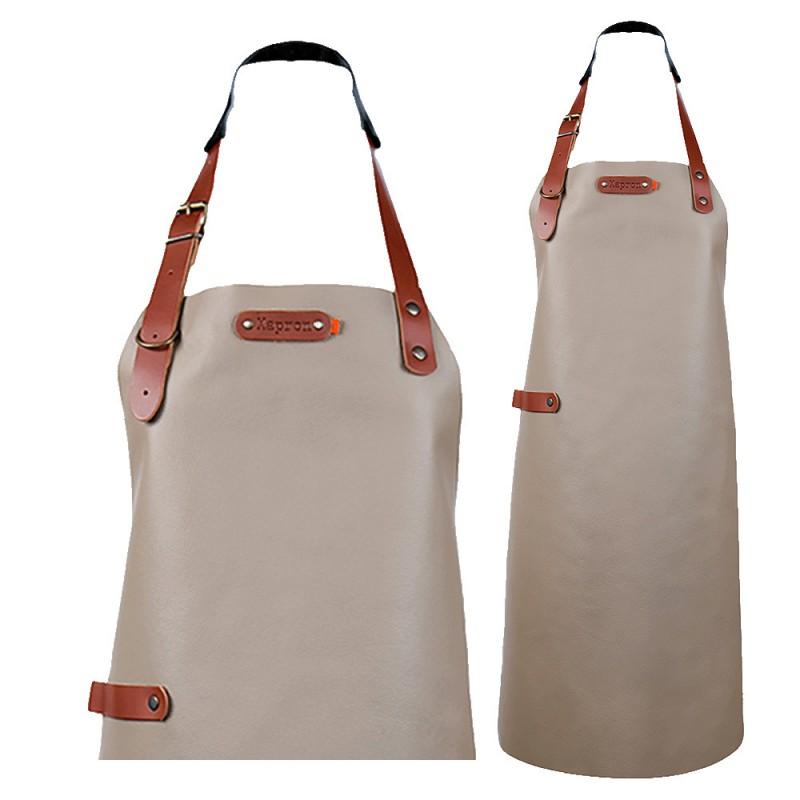 Unisex PU Leather Apron Waterproof Oilproof Kitchen Baking Barber Work