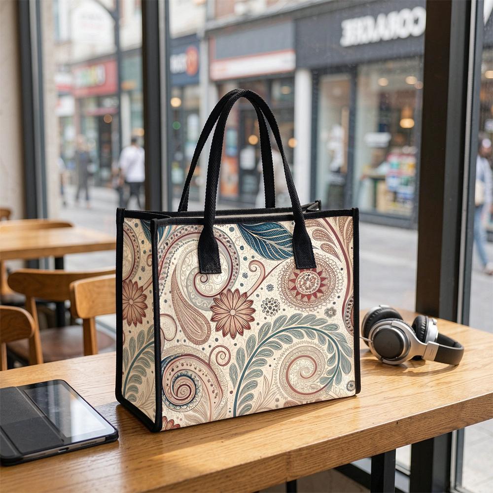 Vintage Paisley Pattern Tote Bag Aesthetic Casual Daily Handbag for Women Shopping Travel Portable Carry Bag