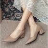 Spring Thick Heels Basic Pumps for Women Solid Color Pointed Toe High Heel Office Shoe Woman Shallow Mouth Plus Size Pumps 35-41