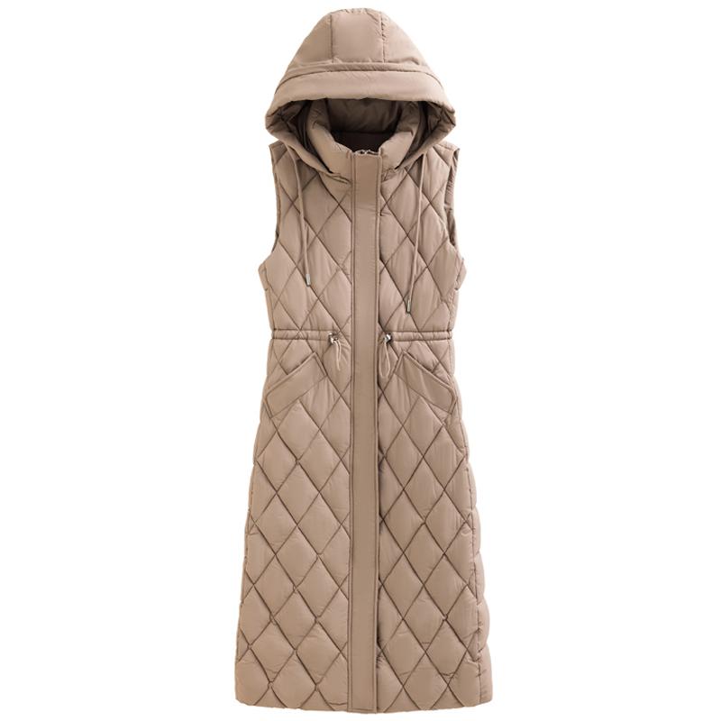 Осенний жилет без рукавов, женские парки с капюшоном, новая модная тонкая теплая одежда для женщин, длинные пальто, зимний жилет