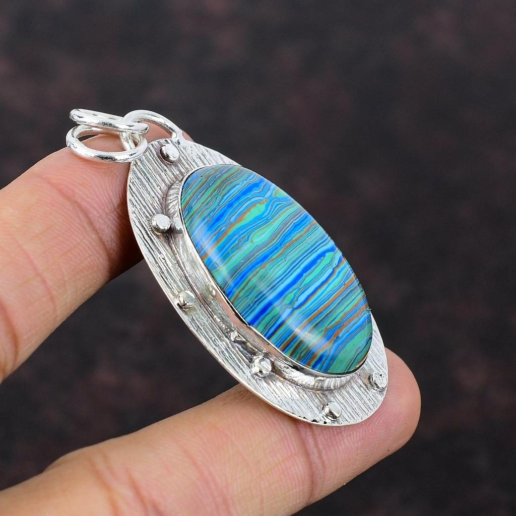 Радужный кулон из кальцинированного кремния, элегантные ювелирные изделия ручной работы, подвеска из стерлингового серебра 925 пробы, ювелирное изделие высшего качества, подарок для свадебных дизайнерских ювелирных изделий