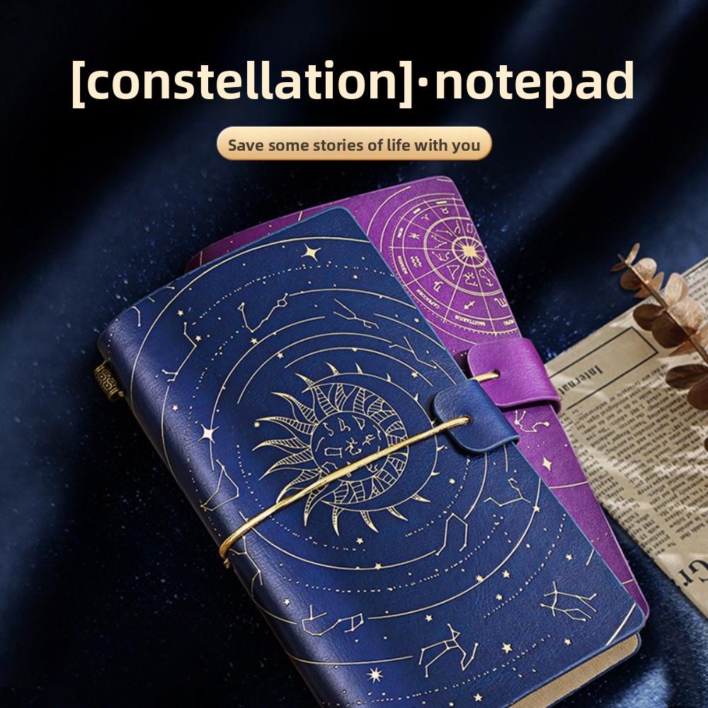 192 Page Starry Sky Notebook Leather Cover Diary Handbooks Gold Stamping Notebook  Office Supply
