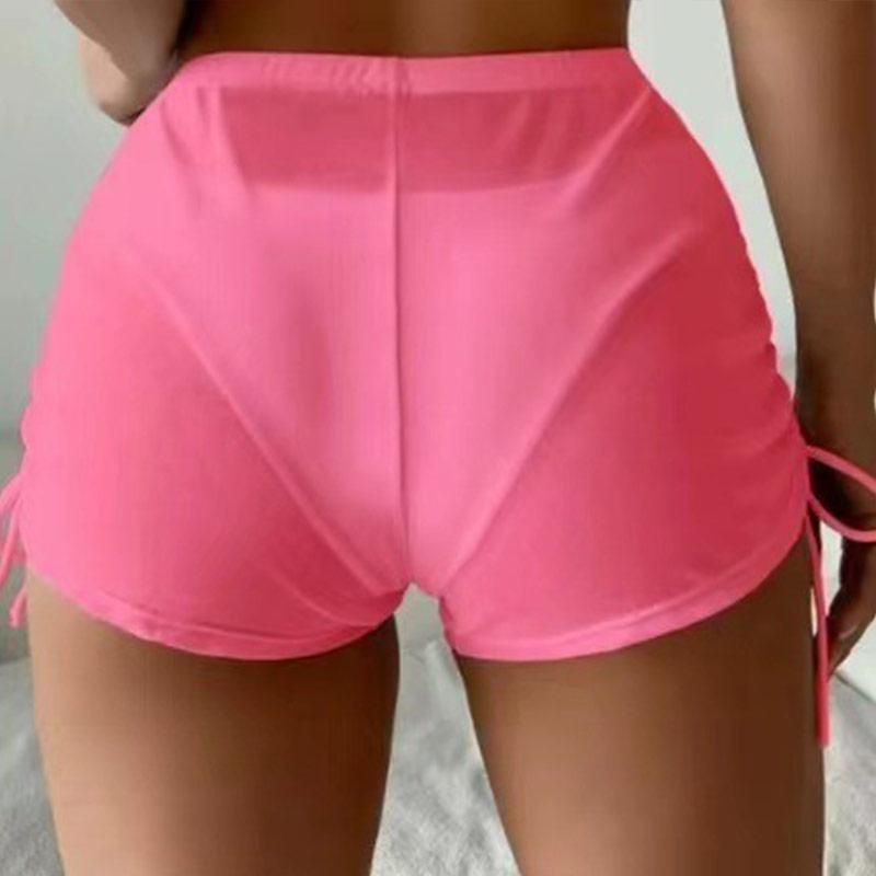 Women's Mesh Transparent Bikini Cover Summer Beach Shorts Drawstring Swimwear