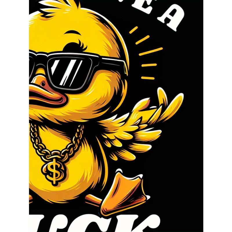 Европейские размеры Стиль мультфильма Крутая утка и надпись I DON'T GIVE A DUCK Футболка с круглым вырезом, Летний топ для мужской уличной повседневной одежды