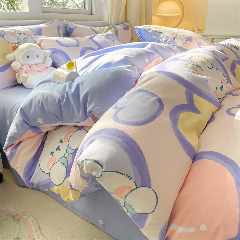 Комплект постельного белья из четырех предметов, пододеяльник из чистого хлопка с цветочным рисунком, простыня для спальни из трех предметов