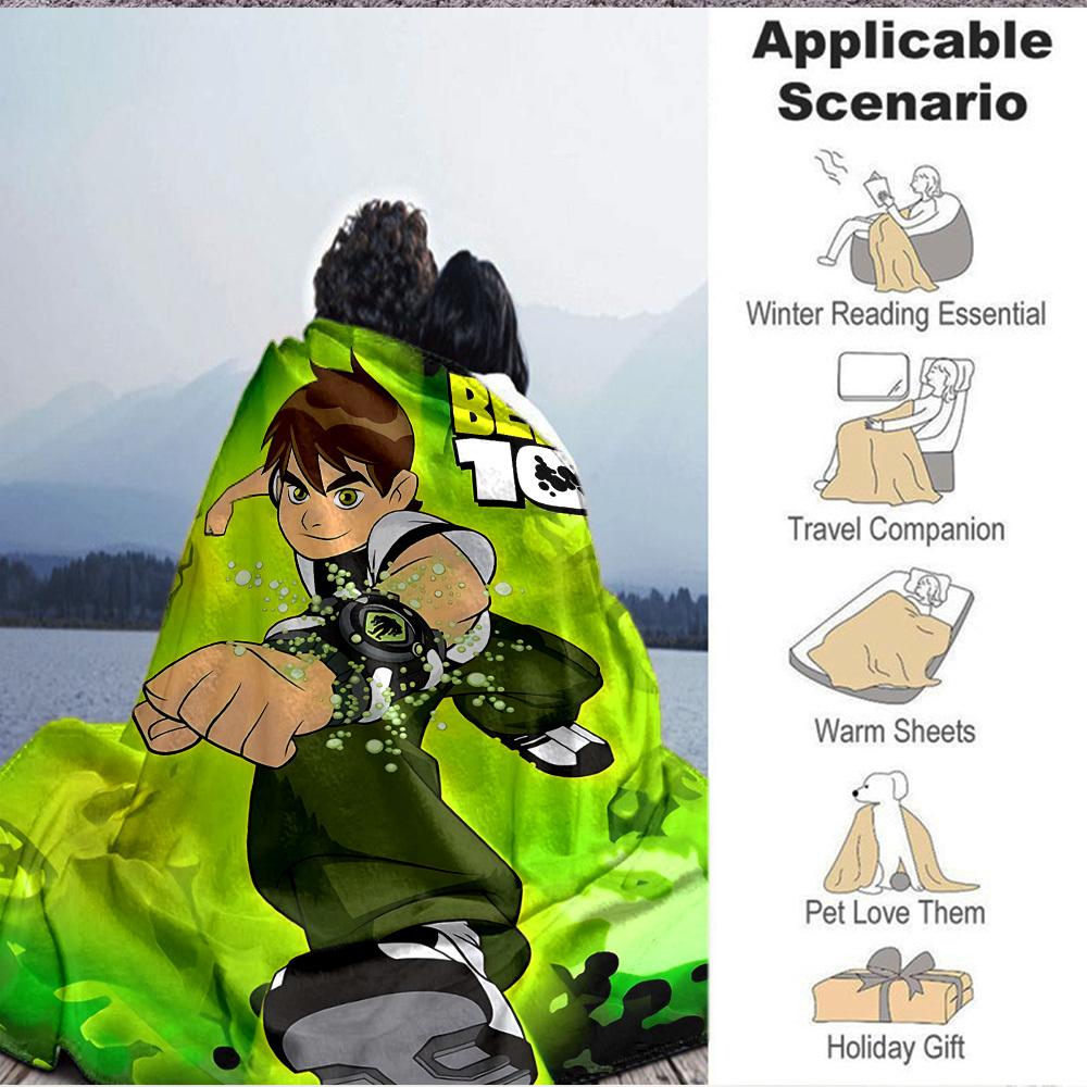 1pc Ben 10 Alien Force Flannel Blanket, Soft Skin Friendly with Digital Printing, Various Sizes Available for Family, Friends, Birthday