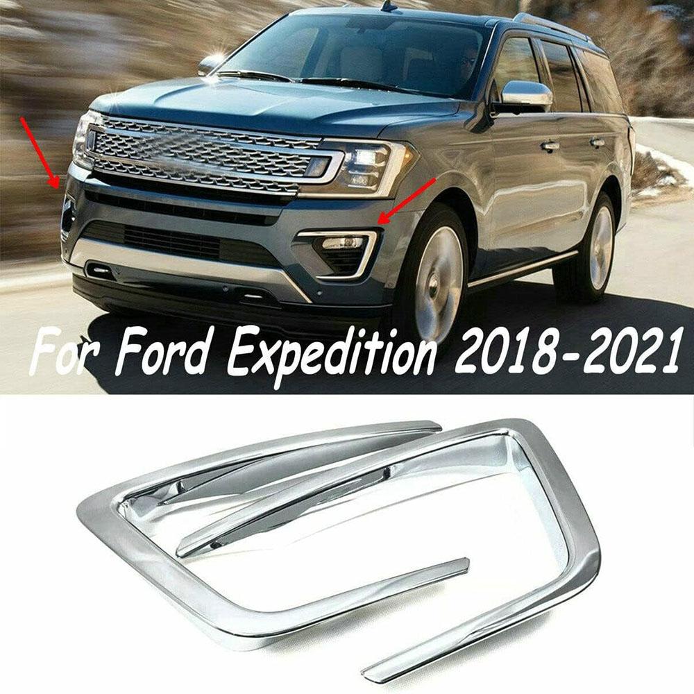 2x Chrome Front Fog Light Lamp Cover Trim For Ford Expedition 2018-2021 XLT MAX