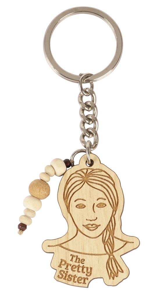 Inkdotpot Keychain The Pretty Sister Wood Engraved Keychain Sister's Day Novelty