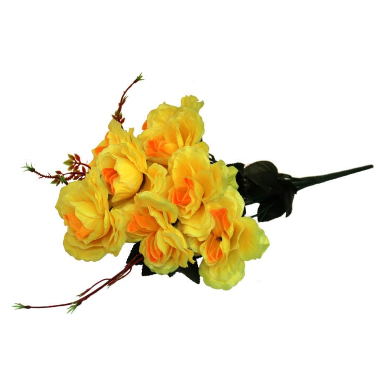 Bouquet of 7 ROSES, artificial flower, yellow, 70 CM