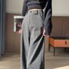 Women's Winter Woolen Straight Boots Pants, Loose and Slimming, with Checkered Trend Elements