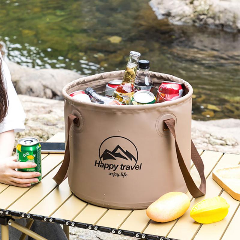 Portable Fishing Bucket Multipurpose Water Storage Bag Travel Camping Folding Bucket Multi-functional Folding