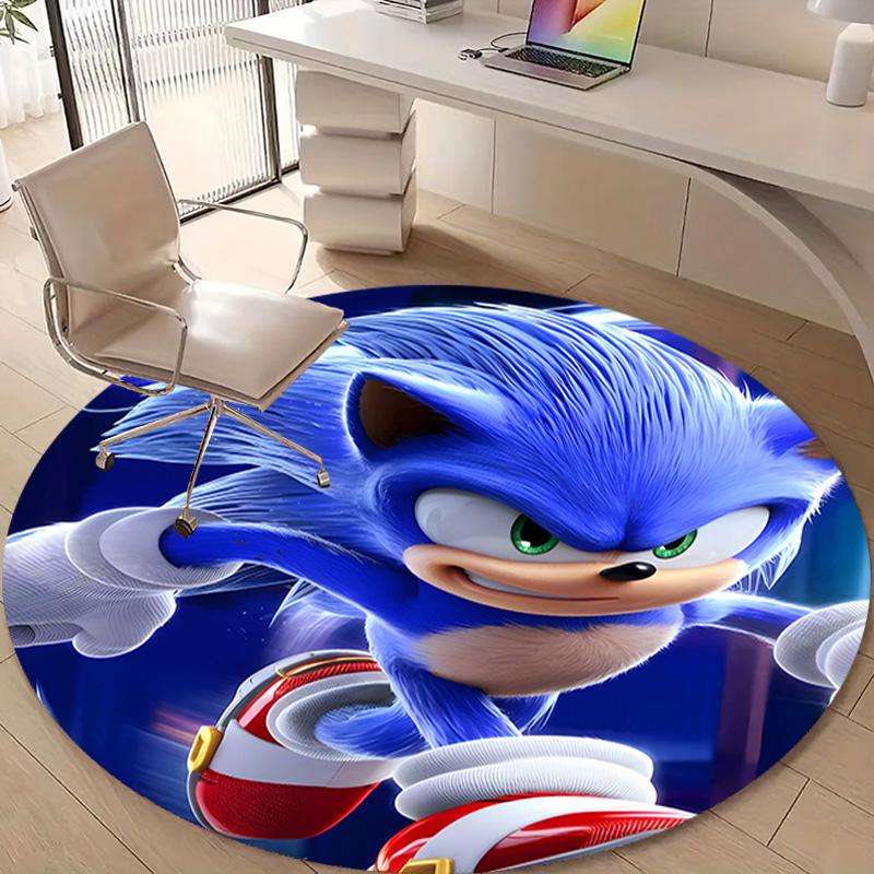 1pc Sonic1 Design Printed Area Round Carpet for Bedroom Living Room Home Decor Rugs Mat Non Slip Mat Rug for Bedside