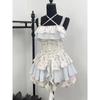Summer Women Korean Vintage Ballet Core 2000s Party Rave Y2k Outfits 2 Piece Set Mori Girl Floral Fairy Dress + Cute Mini Shorts